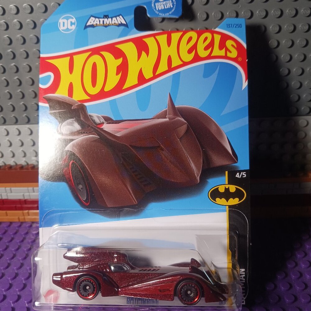 Hot Wheels 2023 Batman Arkham City Batmobile 1/64 Maroon Colour #137